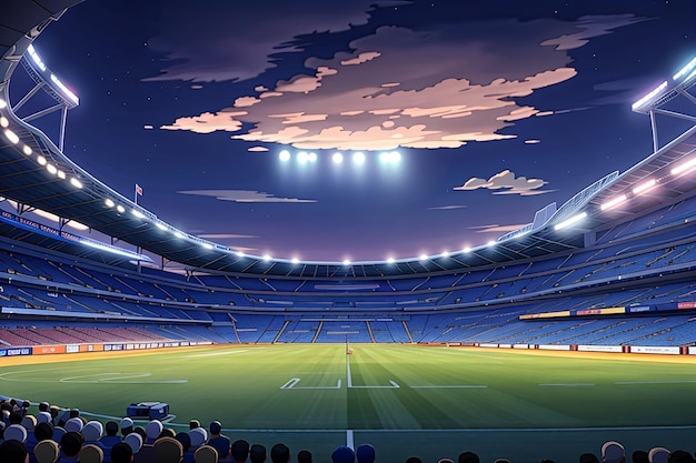 football stadium at night top view of a soccer stadium at night with the lights on 3d rendering