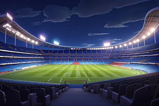 football stadium at night top view of a soccer stadium at night with the lights on 3d rendering