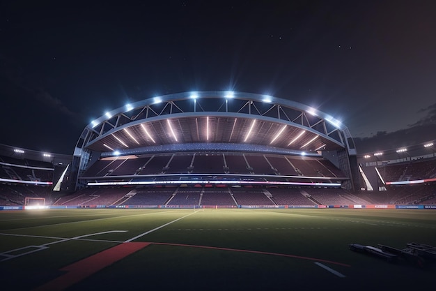 football stadium at night top view of a soccer stadium at night with the lights on 3d rendering