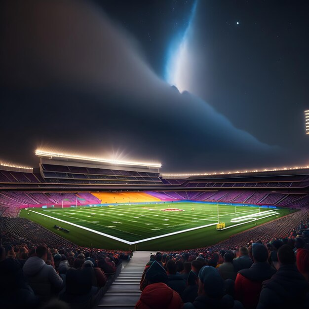 Football stadium at night