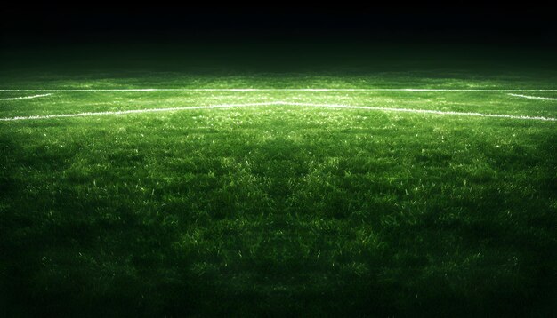 Football stadium shiny lights view from field Soccer concept AI Generated