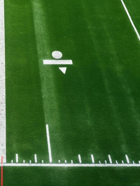 Photo football stadium with bright green grass and white line markings