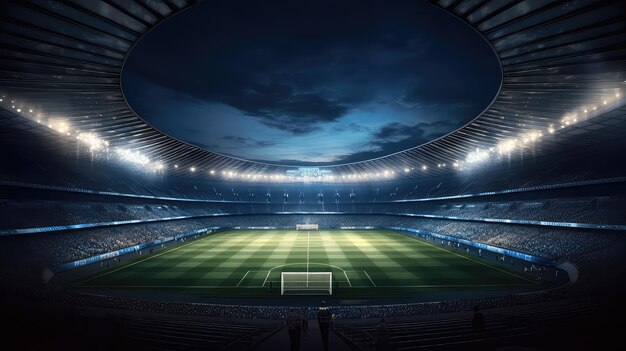 football stadium with light on