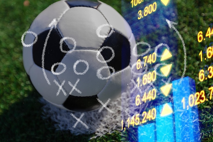 Photo football statistic and soccer manager tactics analysis concept
