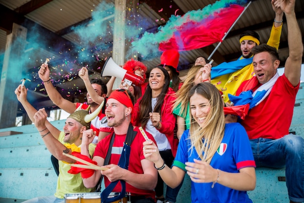 Football supporters at the stadium