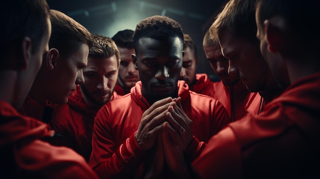 Foto la squadra di calcio connette le mani.