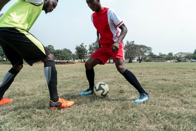 Football team match close up