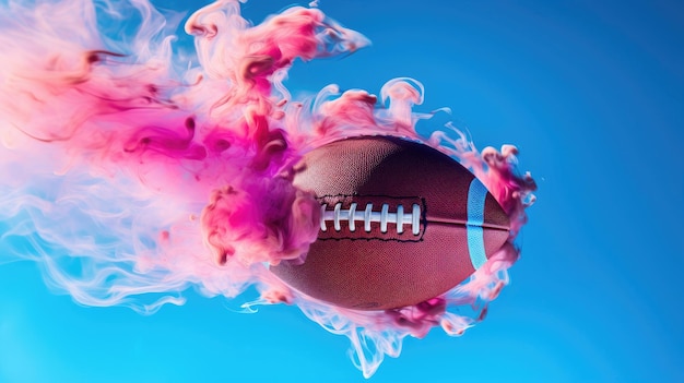 Photo football with colored smoke