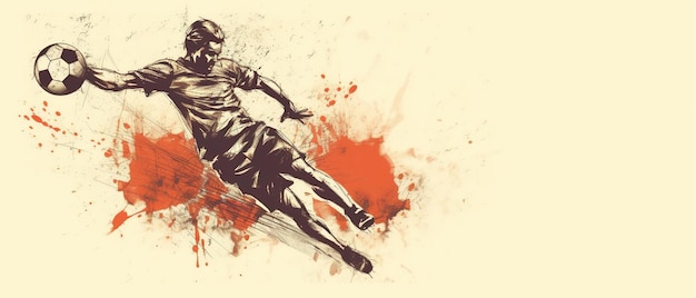 Footballer kicking ball sketch doodle fifa football player illustration Ai generated