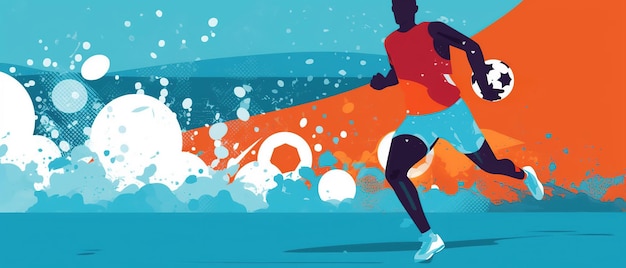 Footballer kicking ball sketch doodle fifa football player illustration Ai generated