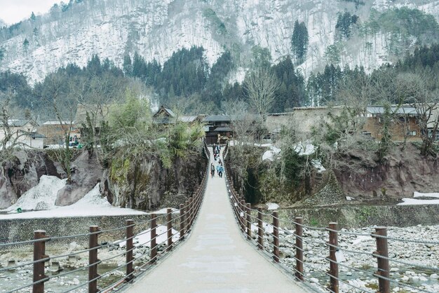 写真 川の上の歩道橋