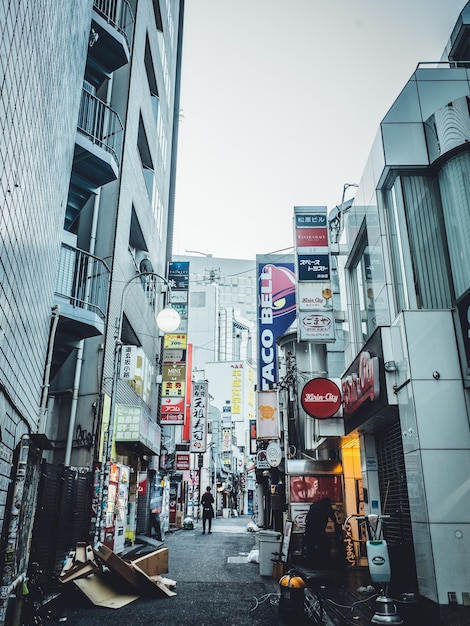 写真 空に照らされた建物の中の歩道