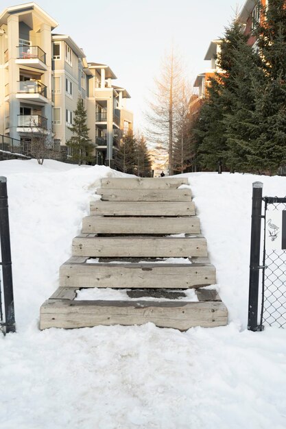 Footpath between apartment complex for walking and exercise