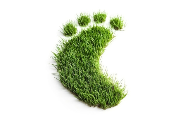 Footprint Green Grass On White Background Generative AI