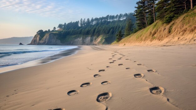 Photo footprints on the beach sand