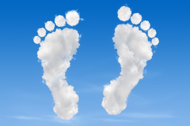 Photo footprints formed by clouds on a blue sky