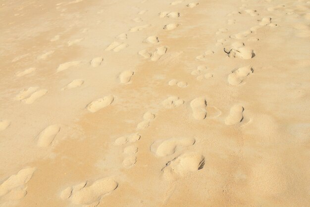 Footprints on the tropical beach in Karon beach Phuket, Thailand