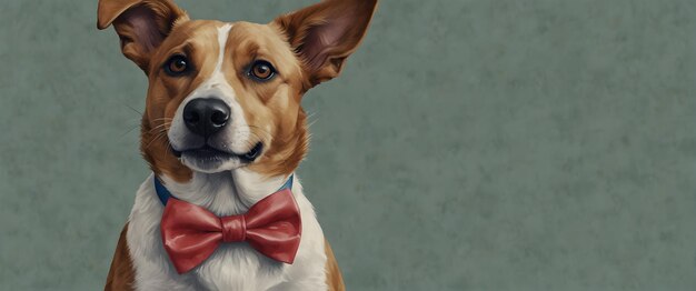Фото Для рекламы и баннера как dapper dog стильная собака с акварельной бабочкой в аквареле