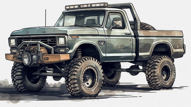 Грузовик Ford F-150 в зеленой камуфляжной окраске.