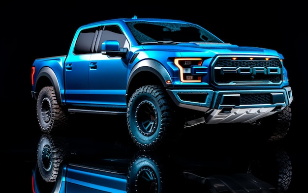 ford ford raptor f 150 in the style of cyan and bronze largescale photography