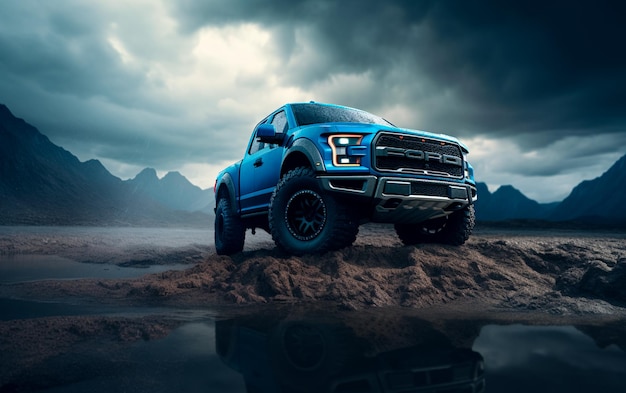 Premium AI Image | ford ford raptor f 150 in the style of cyan and