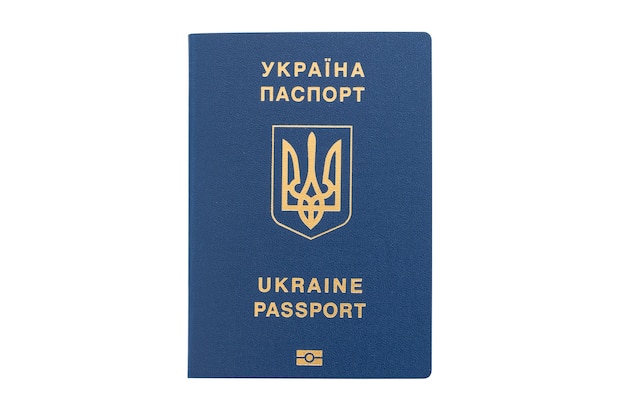 Foreign passport of Ukraine isolated on white background