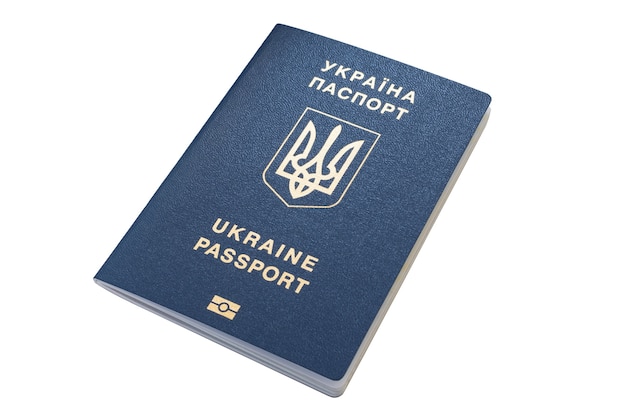 Passaporto straniero dell'ucraina isolato su sfondo bianco