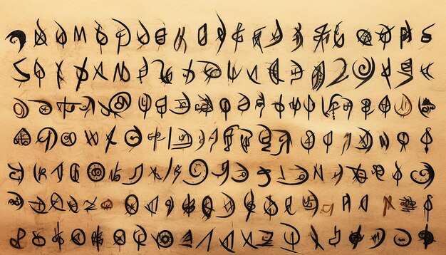 Photo a foreign script a strange syllabic writing system