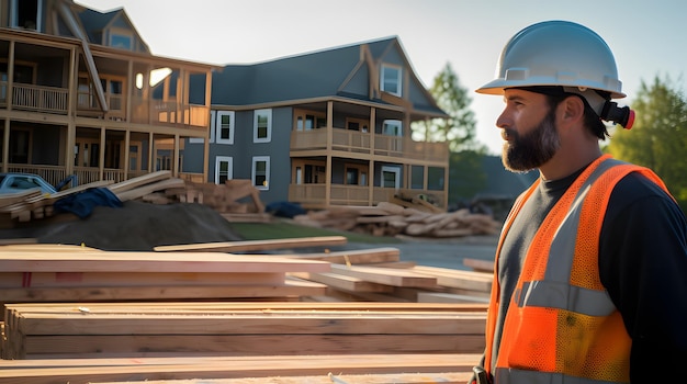 a foreman overseeing the delivery of lumber at a residential construction project