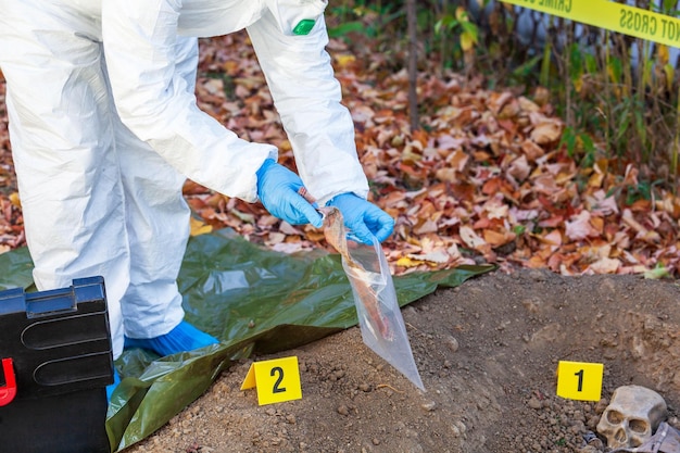 Photo forensic science specialist at work