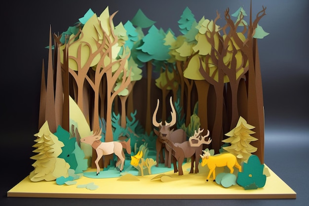 Forest 3D-model fancy papier gesneden kunst