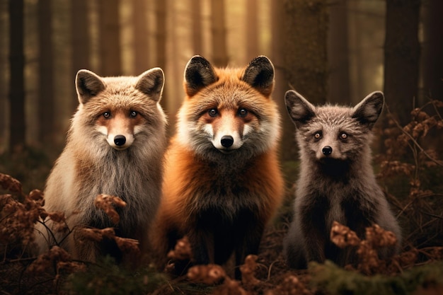 Фото forest animals raccoon and fox bear and deer