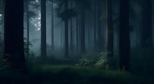 写真 夜明けの森の囲気