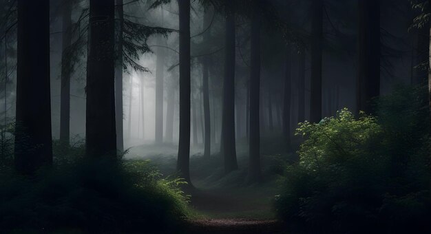 새벽에 숲의 대기