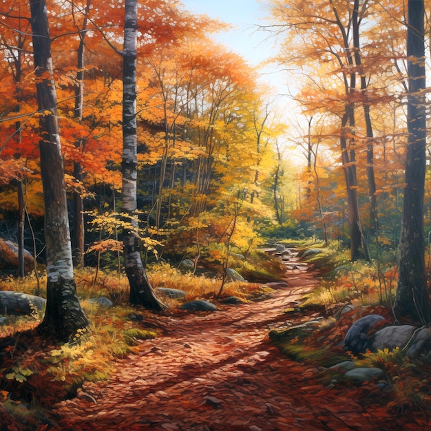 Forest at autumn Oil painting