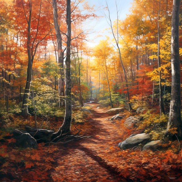 Forest at autumn Oil painting