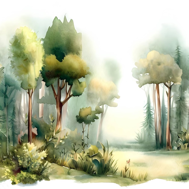 Forest background watercolor style