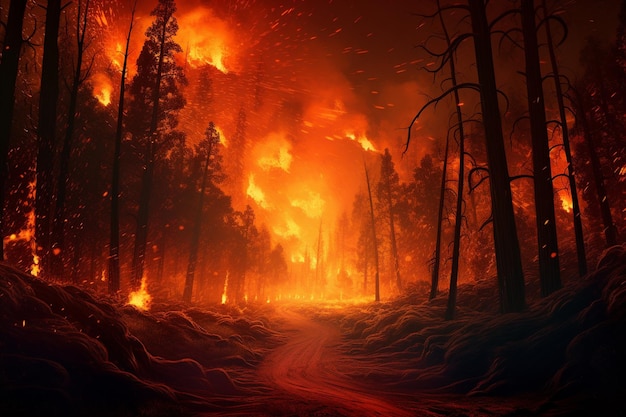 A Forest Blaze Inferno Generative AI