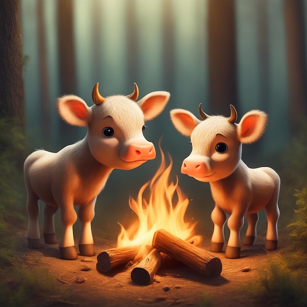 Forest Campfire Serenity Trio van Cute Baby Moose