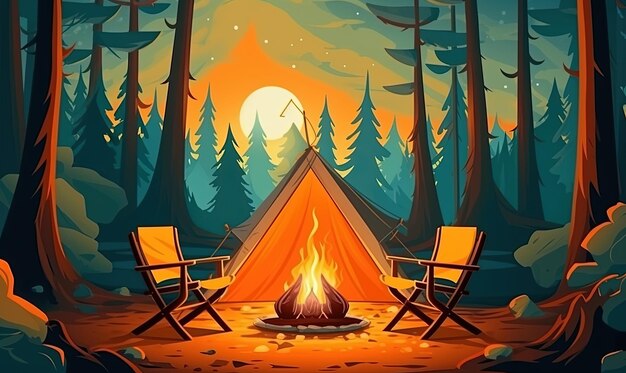 forest campsite for nighttime stays