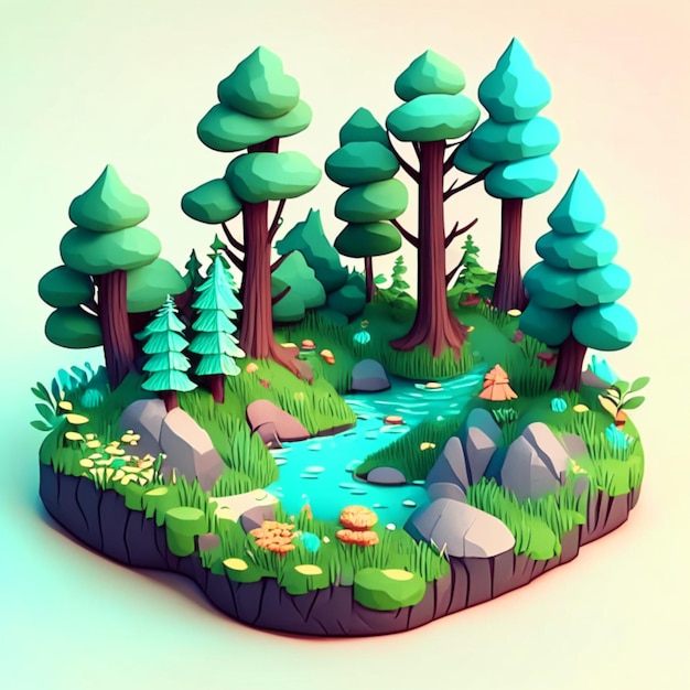 Forest cartoon landscape