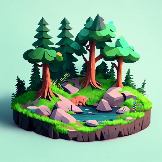 Photo forest cartoon landscape