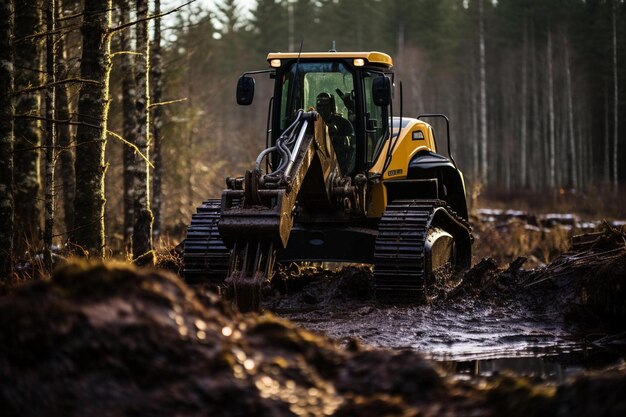 Forest Clearing with Feller Buncher Machine Best Feller Buncher picture photography