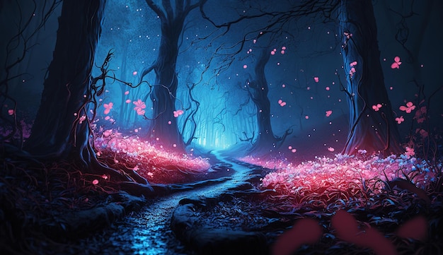 写真 夢の森 小説の森の道 妖精の王国で 花の輝き 魔法とファンタジー 美しい