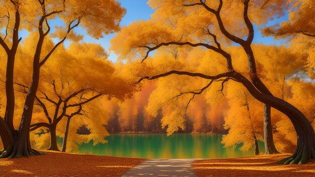 Forest in the fall beautiful wallpaper