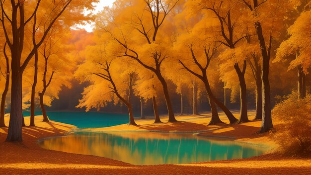 Forest in the fall beautiful wallpaper