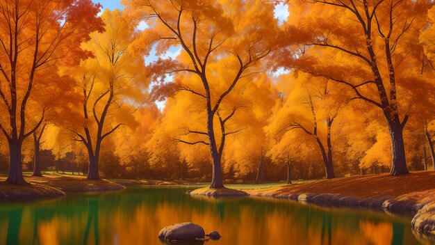 Forest in the fall beautiful wallpaper