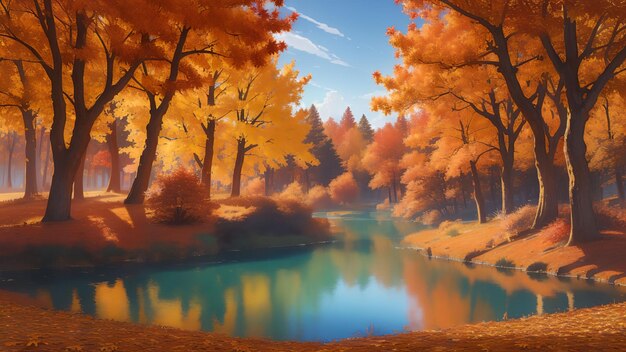 Forest in the fall beautiful wallpaper
