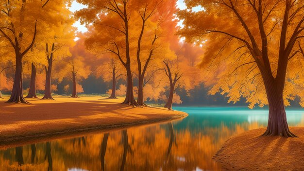 Forest in the fall beautiful wallpaper