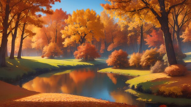 Forest in the fall beautiful wallpaper